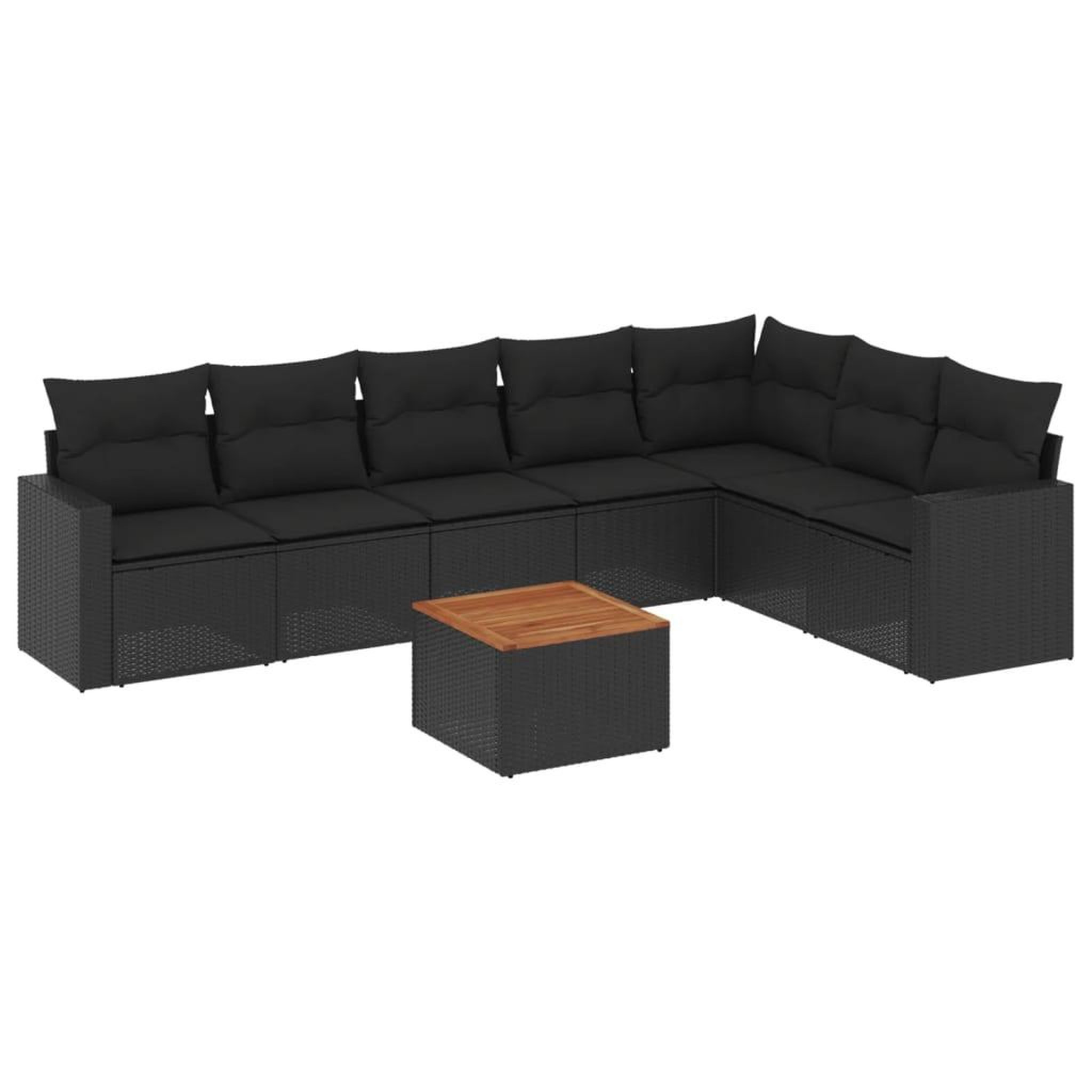 Voir la diapositive 2 : VIDAXL Salon de jardin 8 pcs avec coussins noir resine tressee