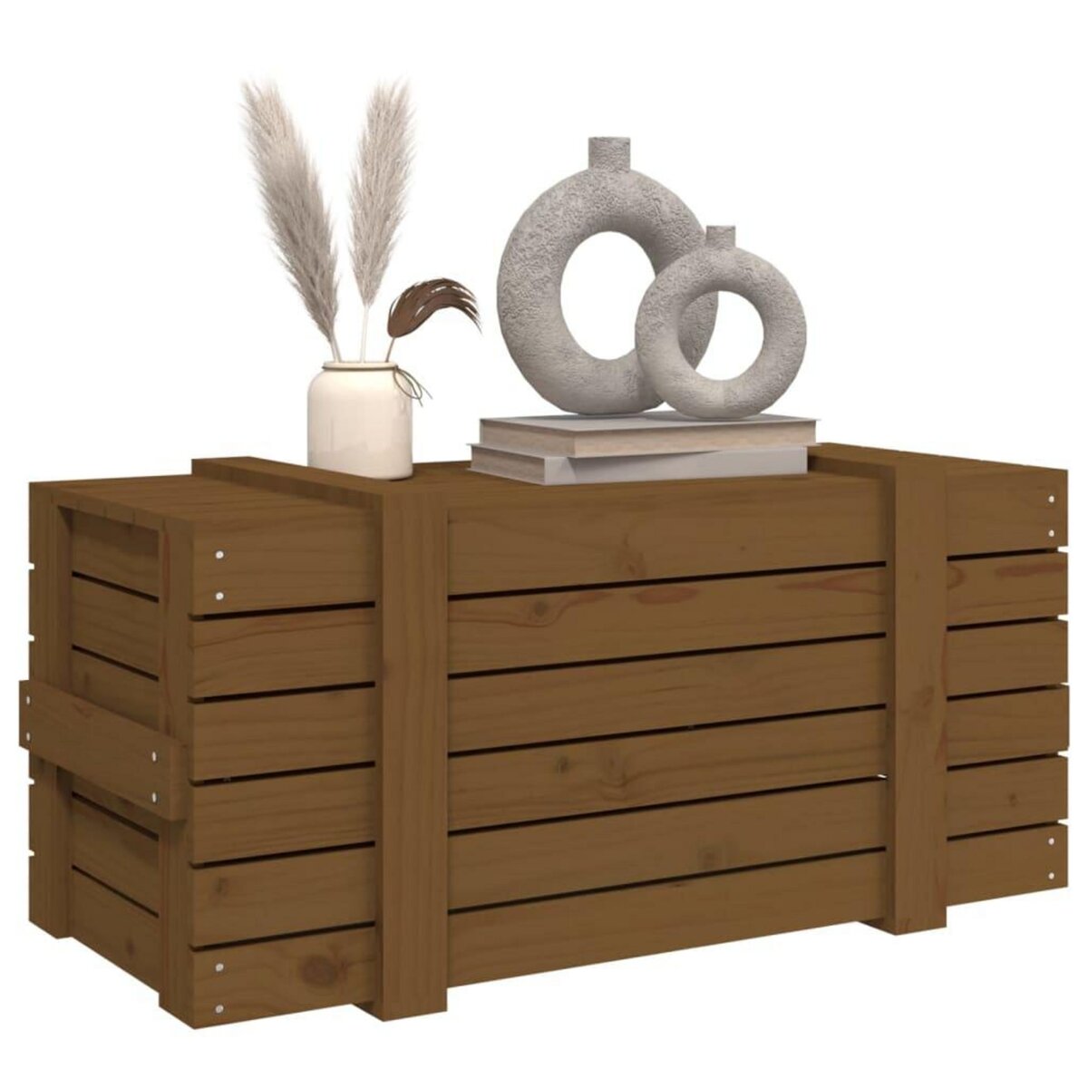 VIDAXL Boîte de rangement Marron miel 91x40,5x42 cm Bois massif pin