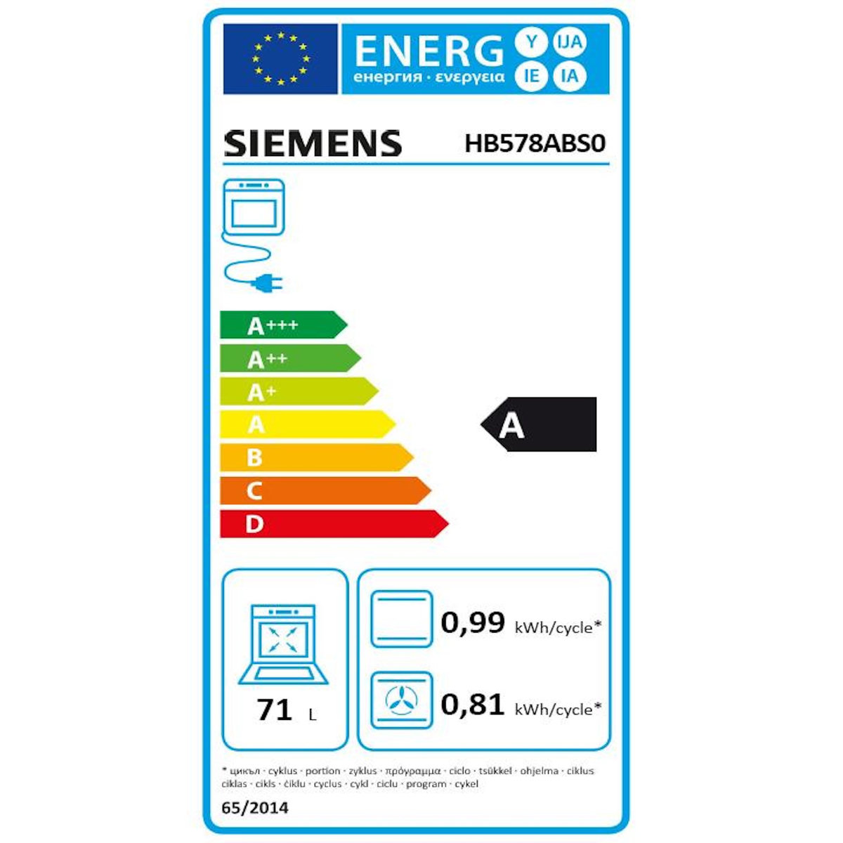 Siemens Four intégrable 60l a pyrolyse inox - hb578abs0