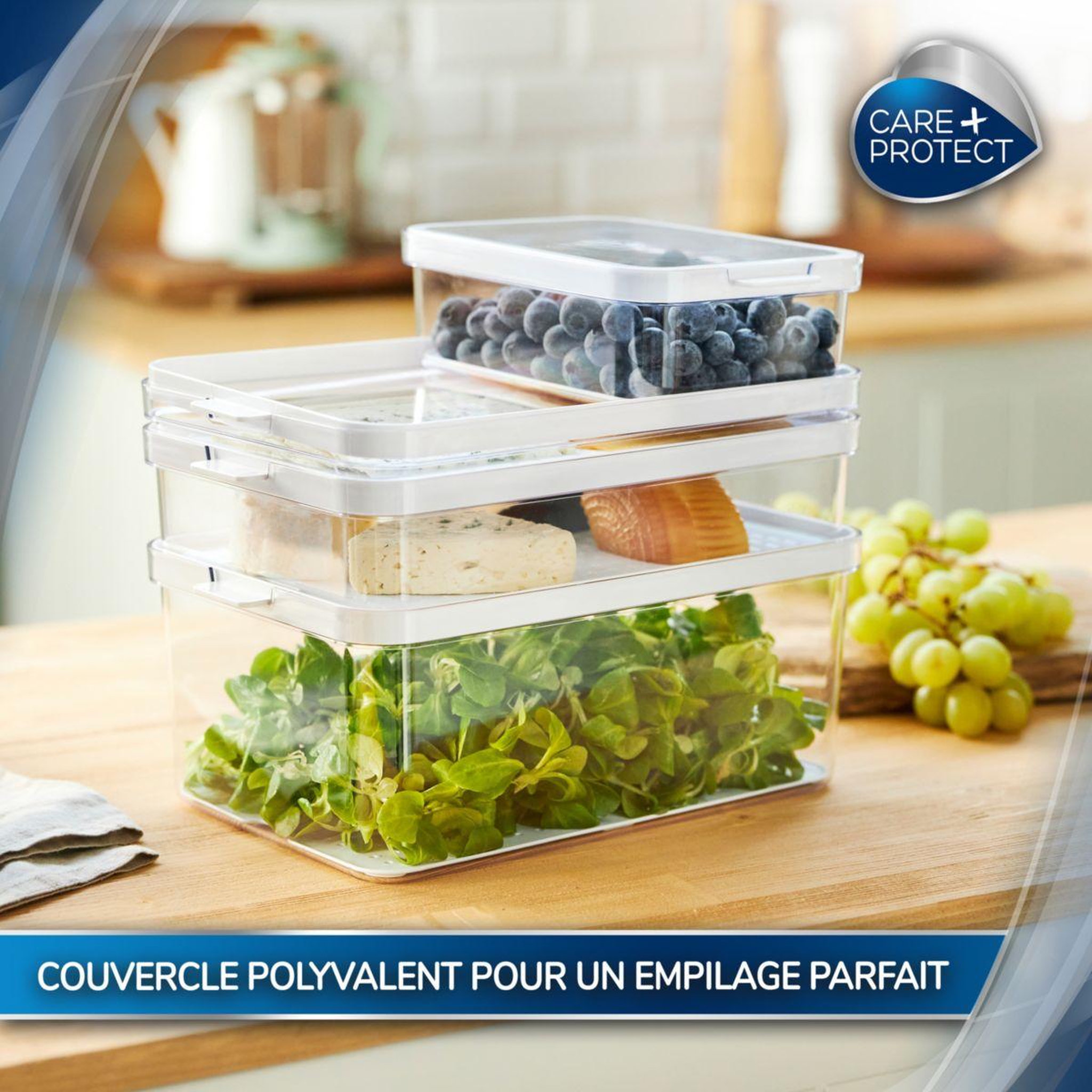 Voir la diapositive 4 : CARE PROTECT Boîte alimentaire empilable 2l