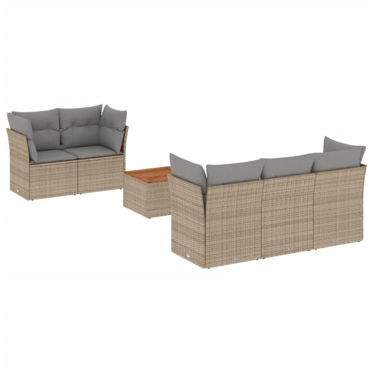 VIDAXL Salon de jardin avec coussins 6 pcs beige resine tressee