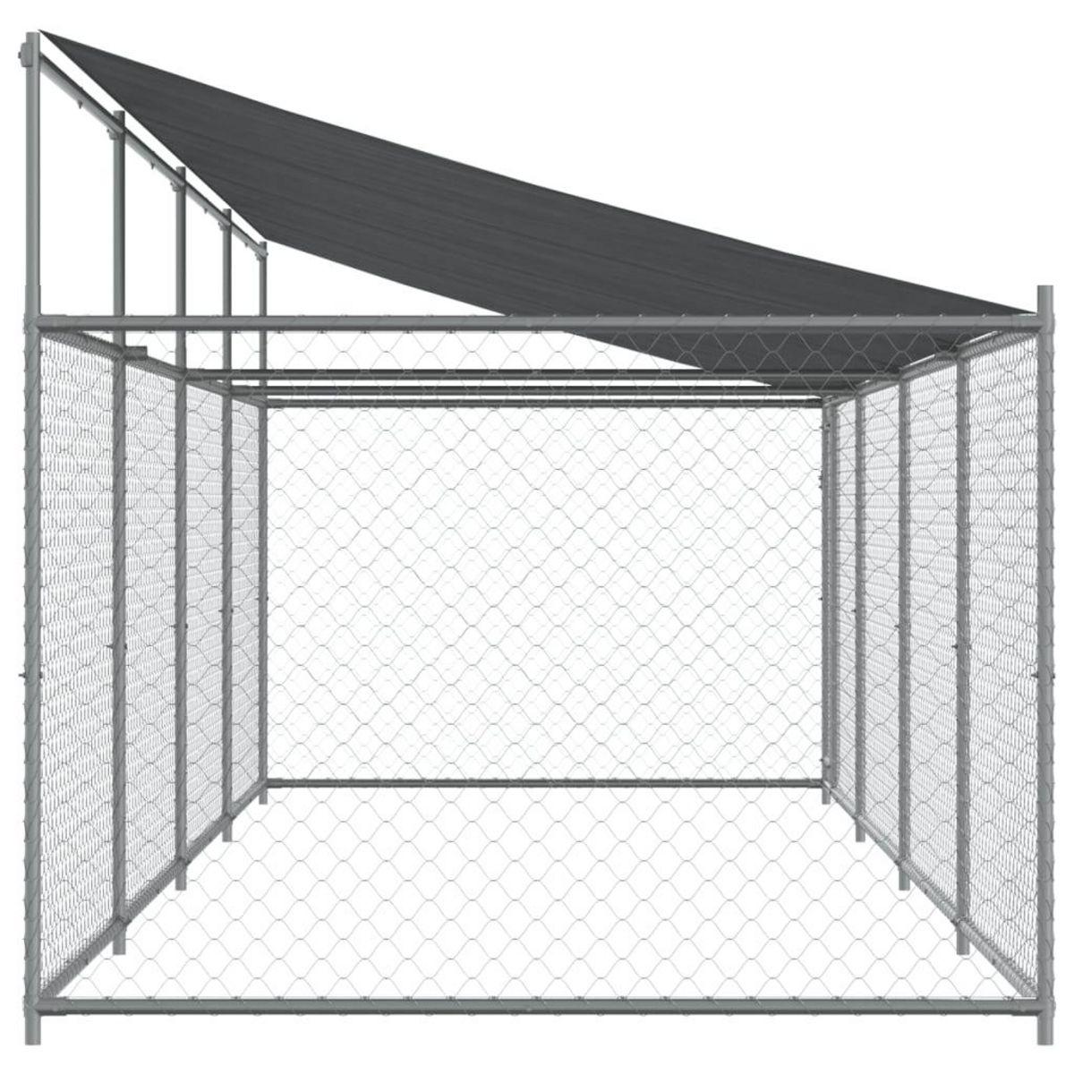 VIDAXL Cage pour chien avec toit et porte gris 8x2x2 m acier galvanise