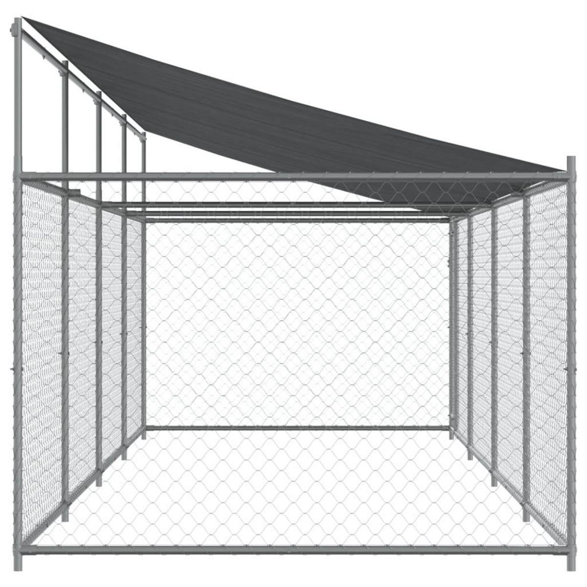 VIDAXL Cage pour chien avec toit et porte gris 8x2x2 m acier galvanise