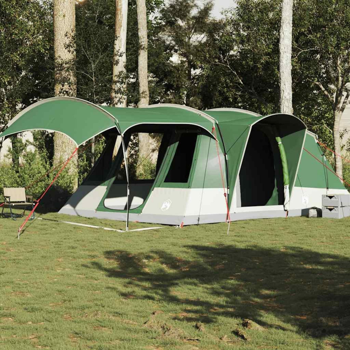 VIDAXL Tente de camping tunnel 5 personnes vert impermeable