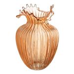 Paris Prix Vase Design en Verre  Fleur Lignes  29cm Orange
