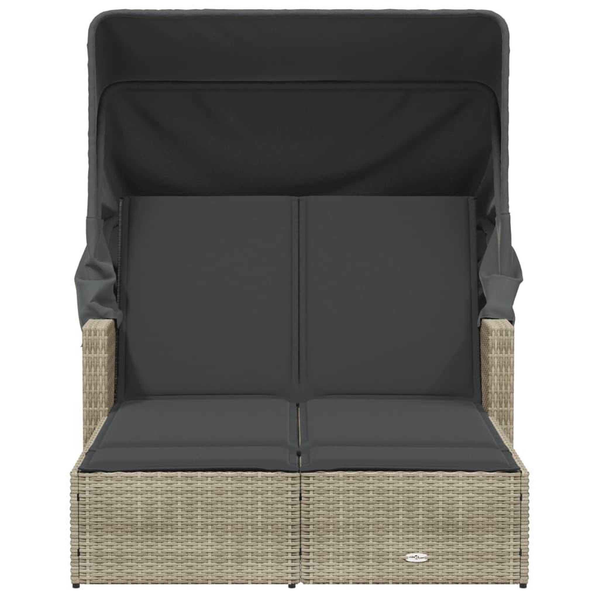 Voir la diapositive 4 : VIDAXL Chaise longue double avec auvent et coussins gris clair rotin