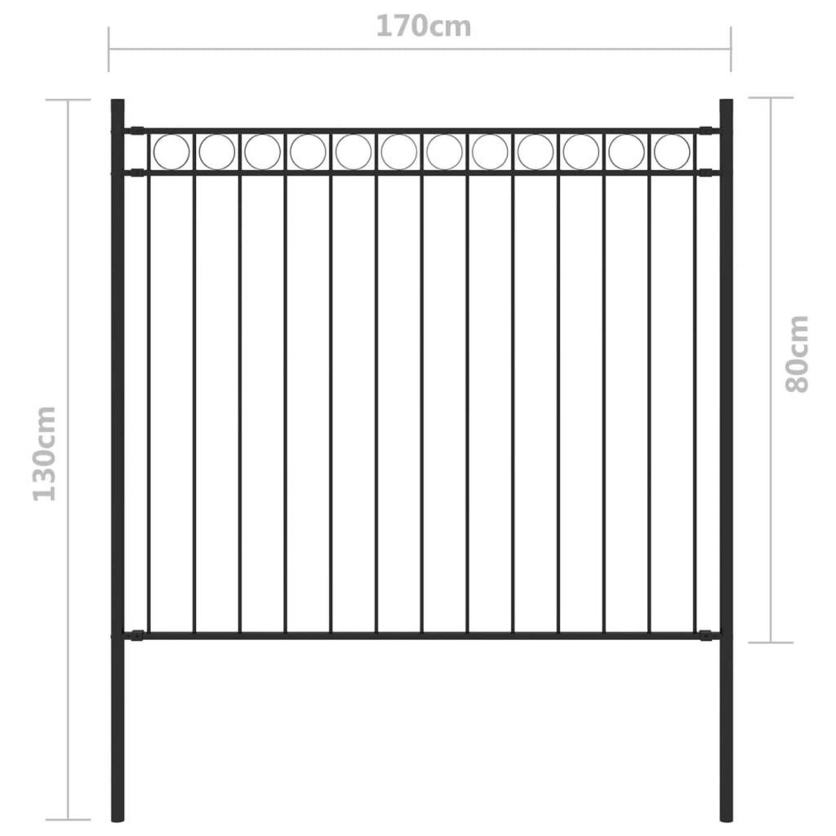 VIDAXL Cloture de jardin Acier 1,7x0,8 m Noir