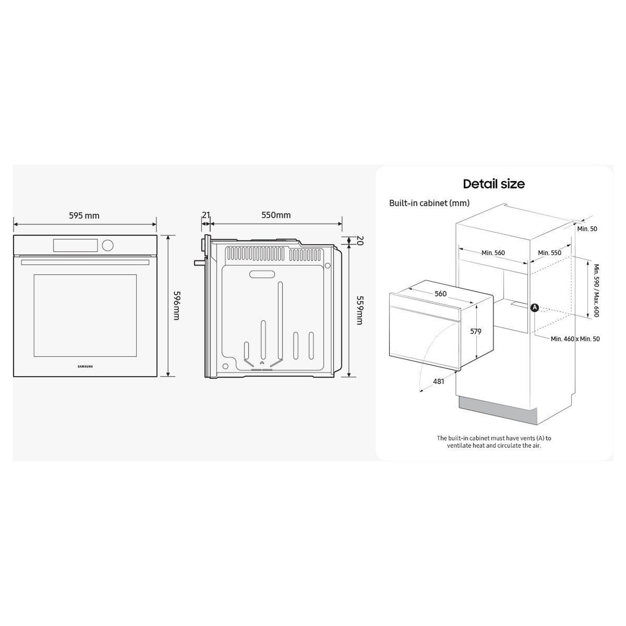 Voir la diapositive 5 : Samsung Four encastrable nv7b44503as - pyrolyse - double cavité - chaleur pulsée - porte froide - série 4