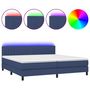 Voir la diapositive 2 : VIDAXL Sommier a lattes de lit et matelas et LED Bleu 200x200 cm Tissu
