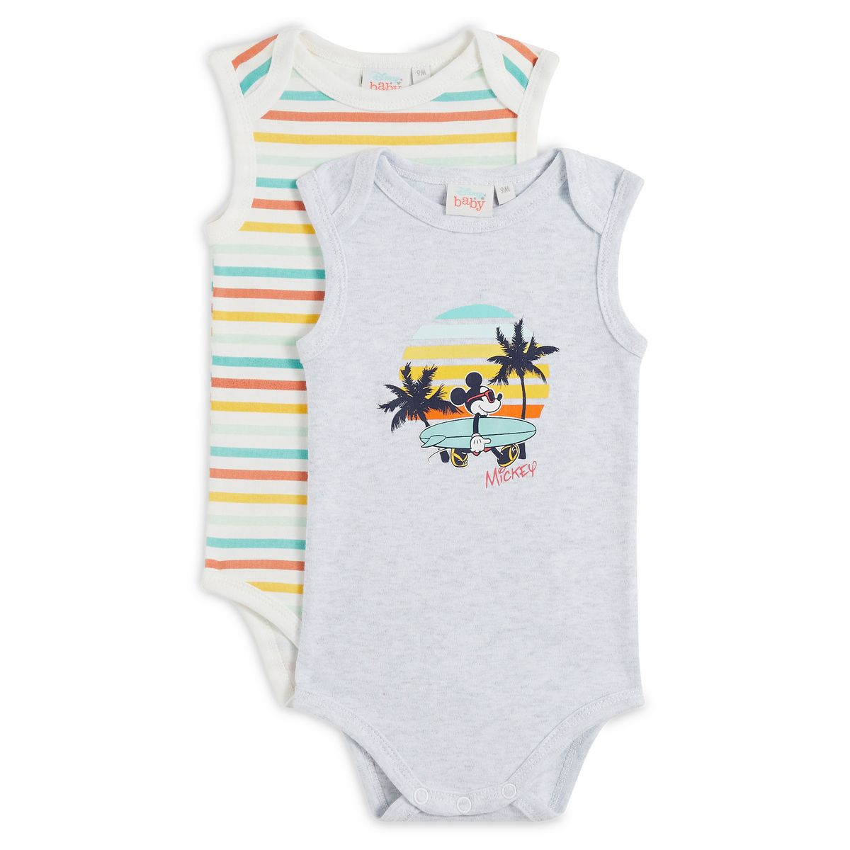 INEXTENSO Lot de 2 bodies sans manches bébé garçon