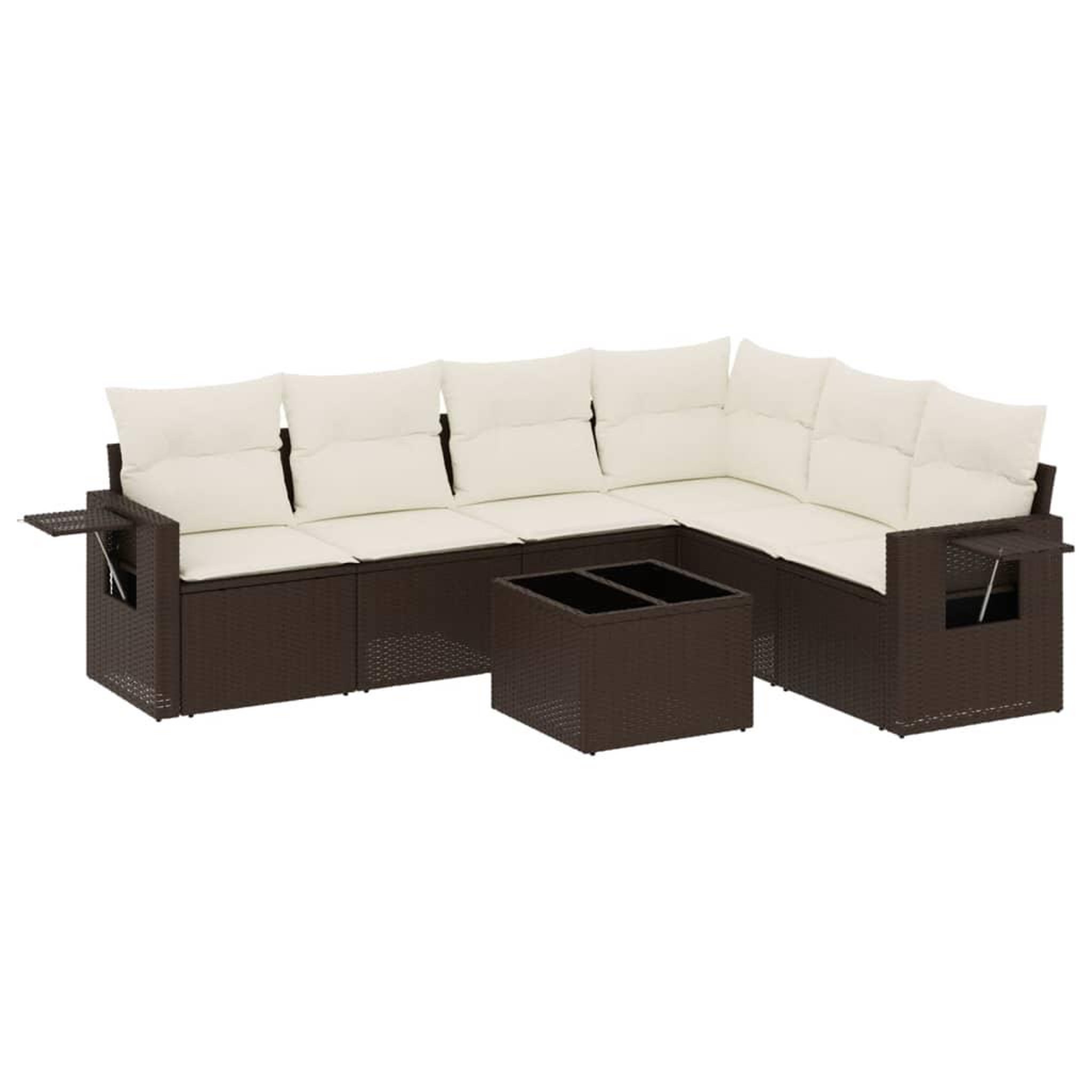 Voir la diapositive 2 : VIDAXL Salon de jardin avec coussins 7 pcs marron resine tressee