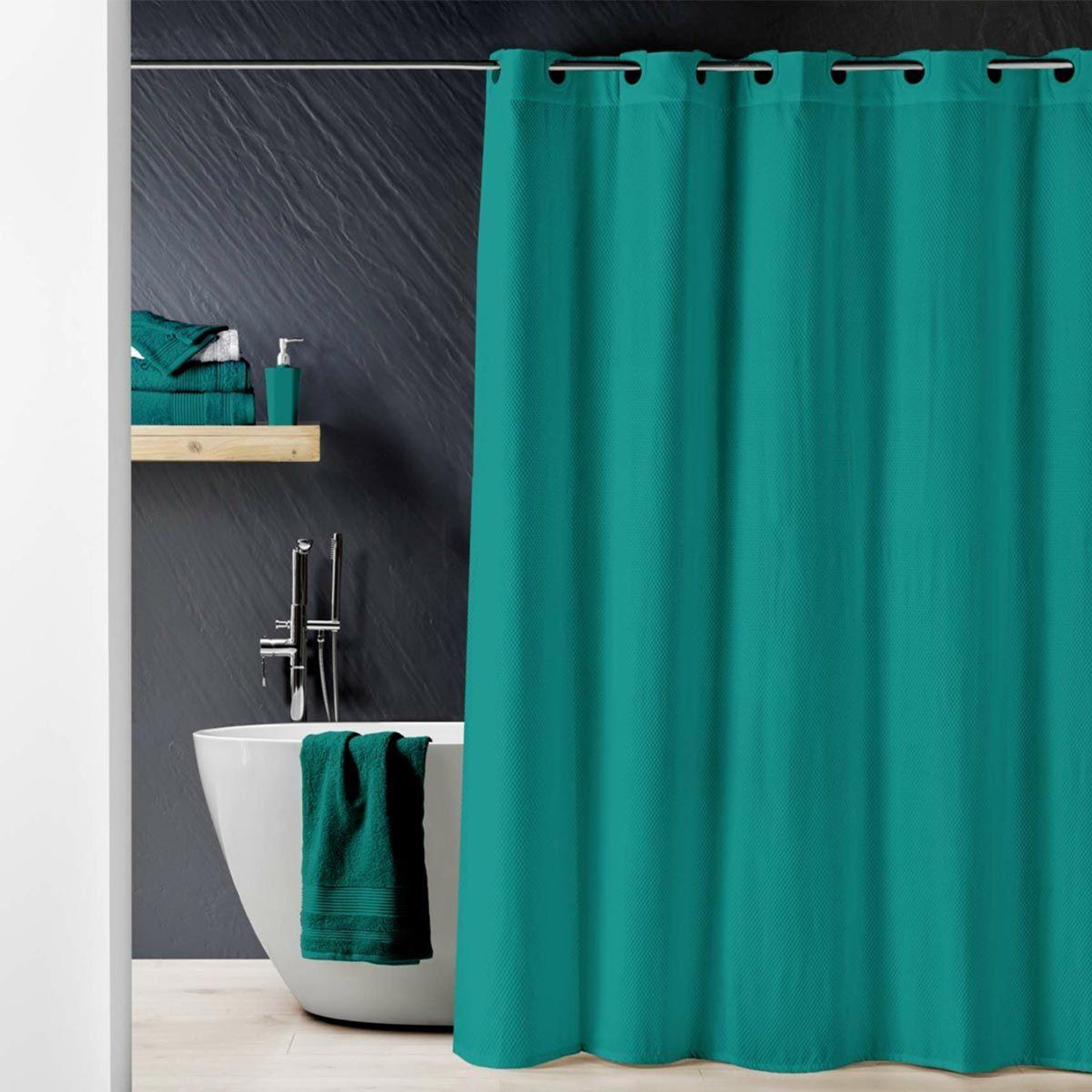 Voir la diapositive 1 : Douceur d'Intérieur Rideau de douche  dotty  180x200cm émeraude