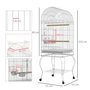 Voir la diapositive 3 : PAWHUT Cage à oiseaux volière sur roulettes - étagère, grille, plateau amovible, 2 bols acier inox, perchoir - acier blanc