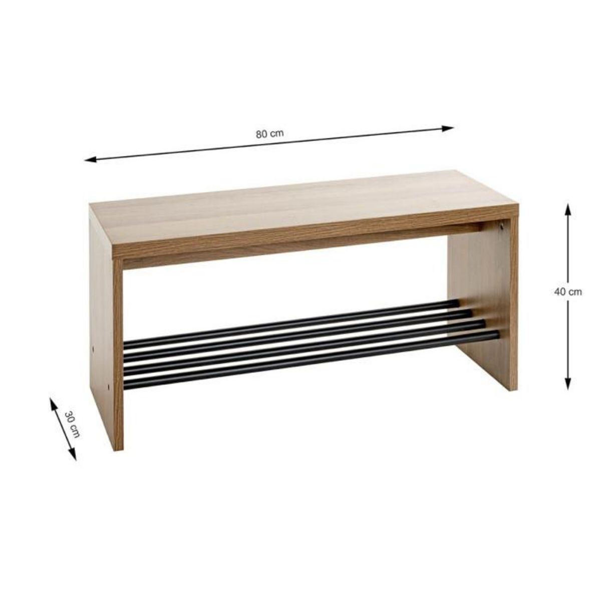 Paris Prix Meuble à Chaussures & Banc  Miranda  80cm Chêne Foncé & Noir