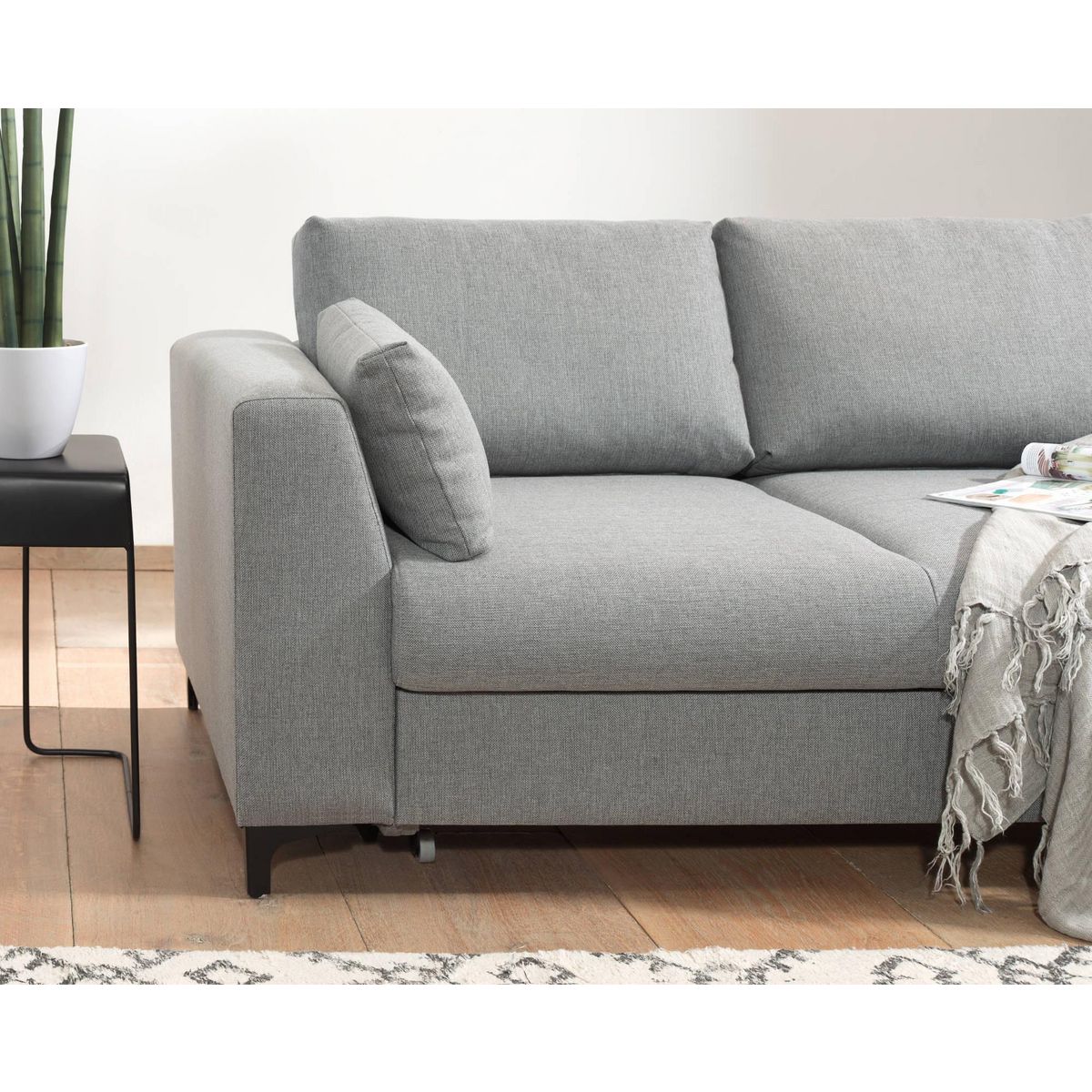 LISA DESIGN Tala - canapé d'angle droit - convertible avec coffre - 4 places - en tissu