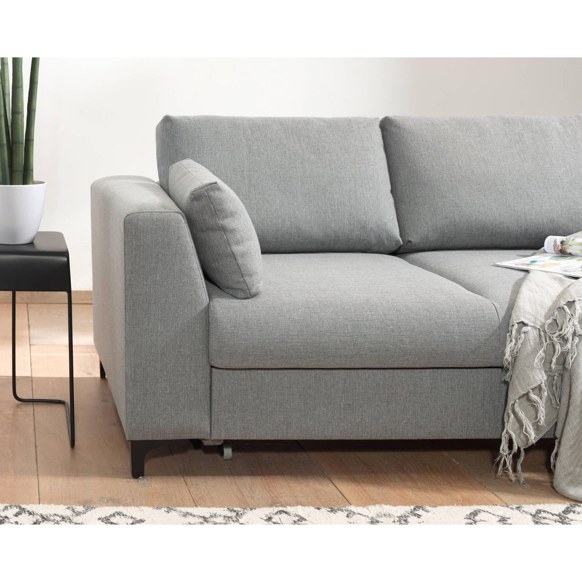 LISA DESIGN Tala - canapé d'angle droit - convertible avec coffre - 4 places - en tissu
