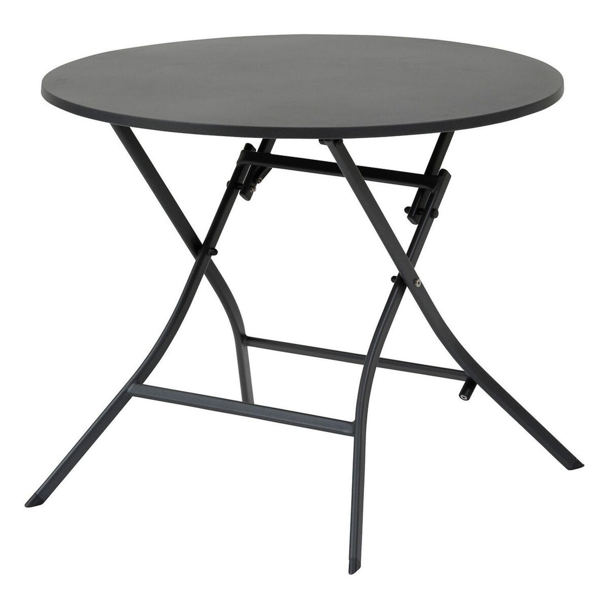 HESPERIDE Table de jardin pliante ronde 4 places GREENSBORO - Gris graphite