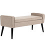 Voir la diapositive 4 : HOMCOM Banquette coffre de rangement 2 en 1 style contemporain pieds effilés bois d'hévéa noir aspect lin beige