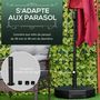 Voir la diapositive 5 : OUTSUNNY Pied de parasol octogonal à lester Ø 60 x 36 cm - mât dia. 38/48 mm - vis de serrage intégrée - HDPE noir