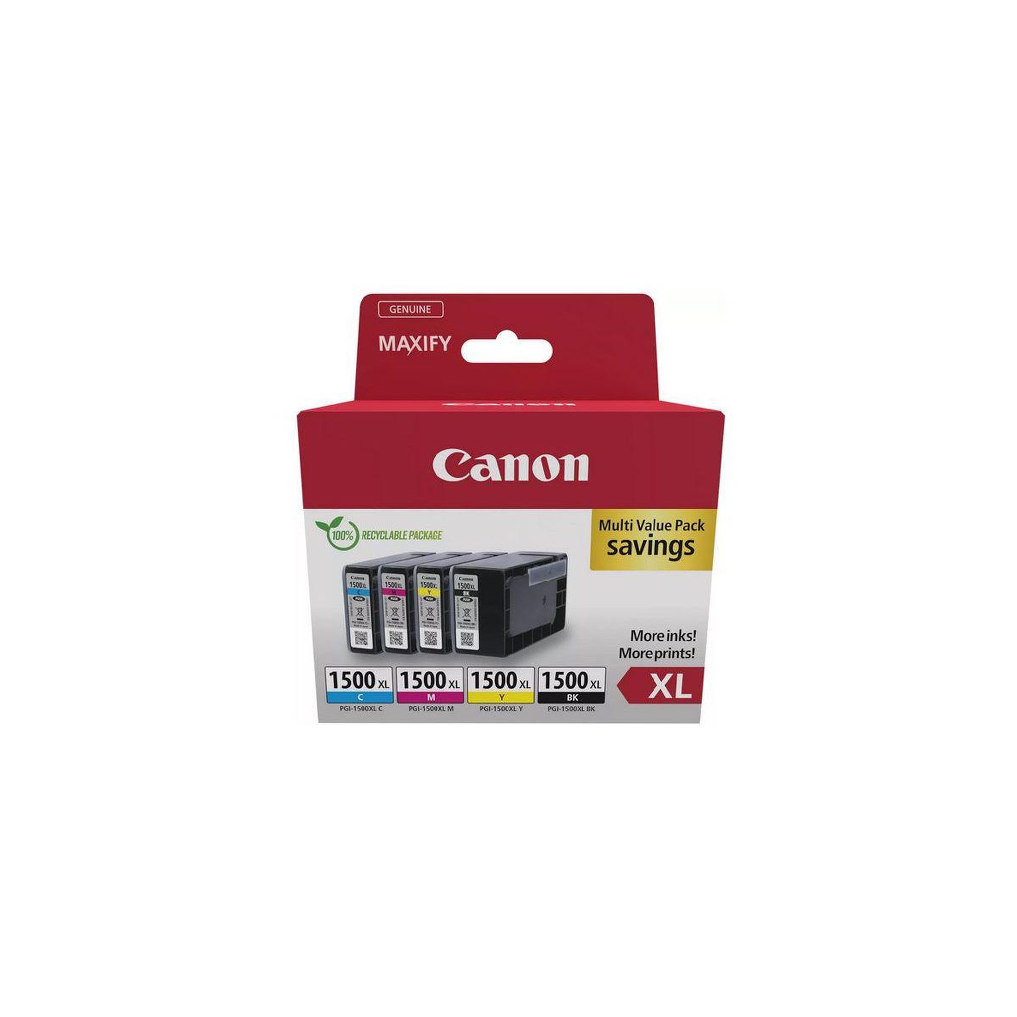 Canon Cartouche d'encre pack multipack 4 originales pgi-1500 xl (noir + 3 couleurs) - 9218b004