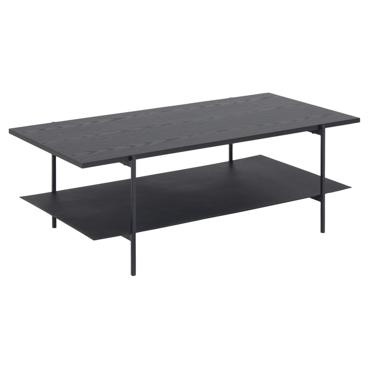 TOILINUX Table basse 2 niveaux en mélaminé et Métal - L. 115 cm x H. 40 cm - Noir