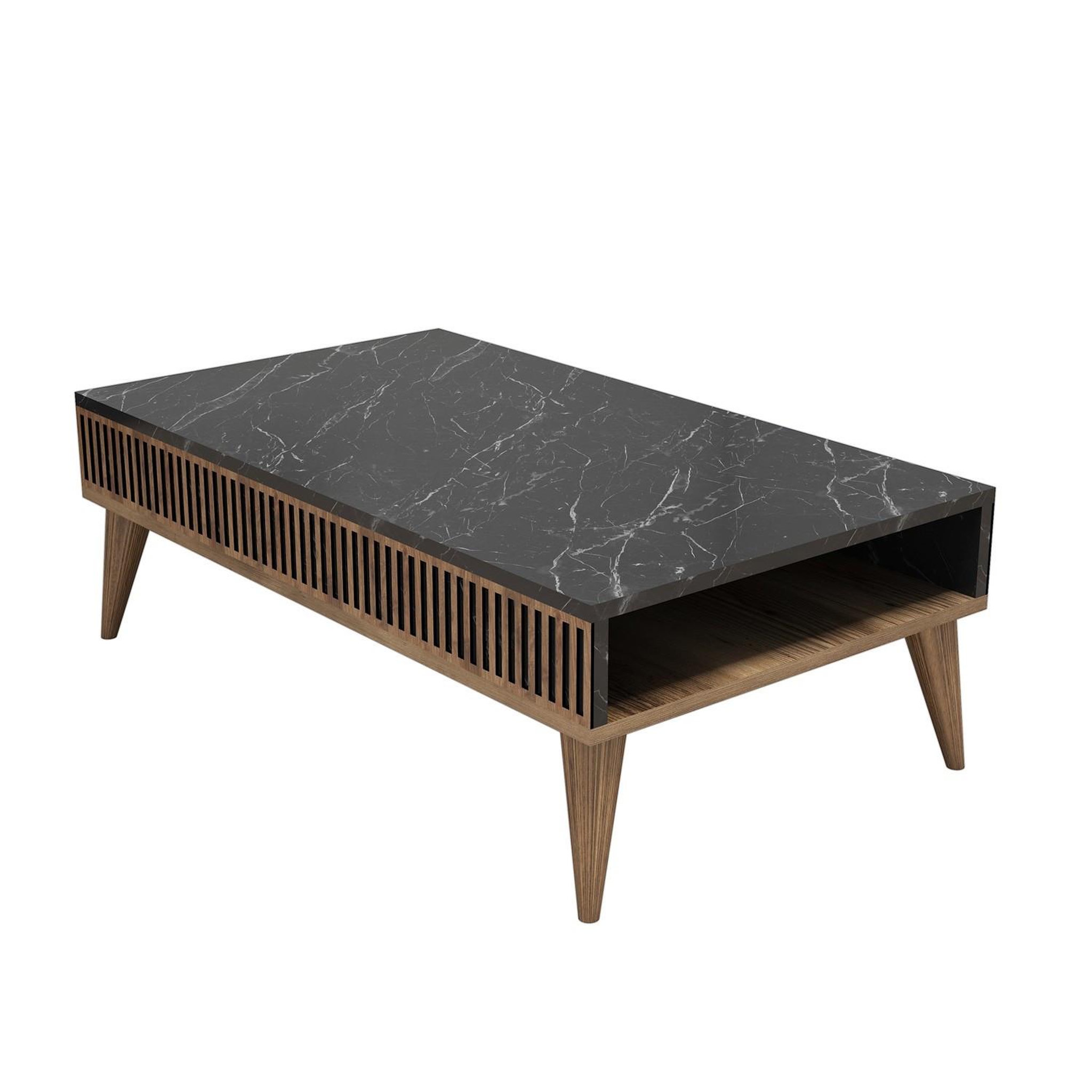 Voir la diapositive 4 : Habitat et Jardin Table basse en bois  milan  - 105 x 60 x 34 cm - noyer, noir