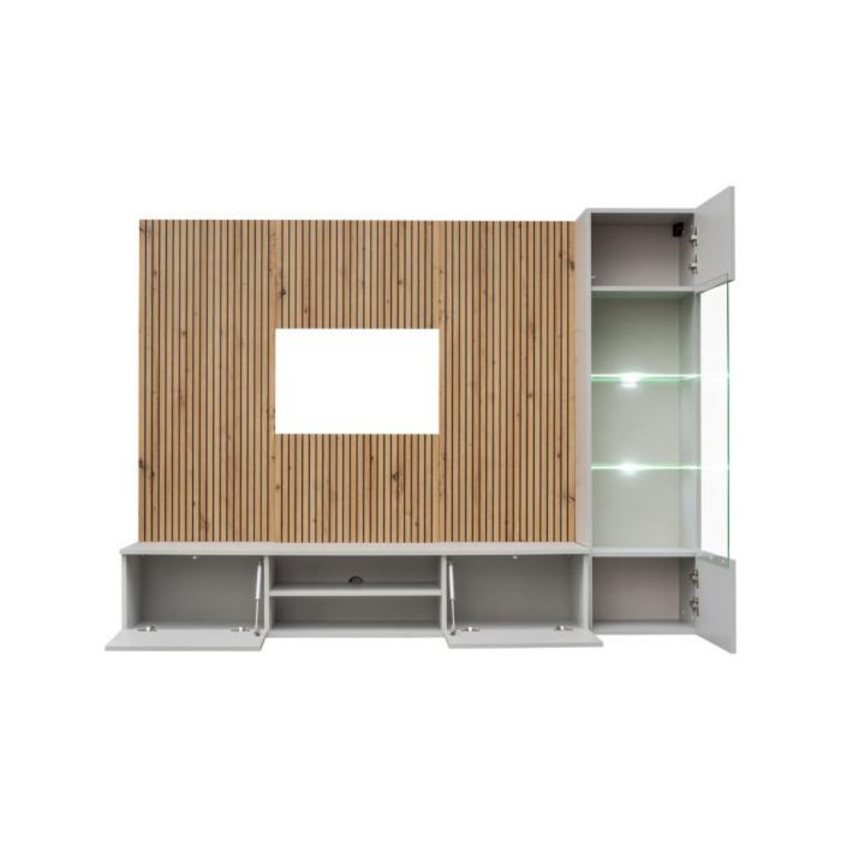 Paris Prix Ensemble Meuble TV Rayure  Xari  200cm Naturel & Gris