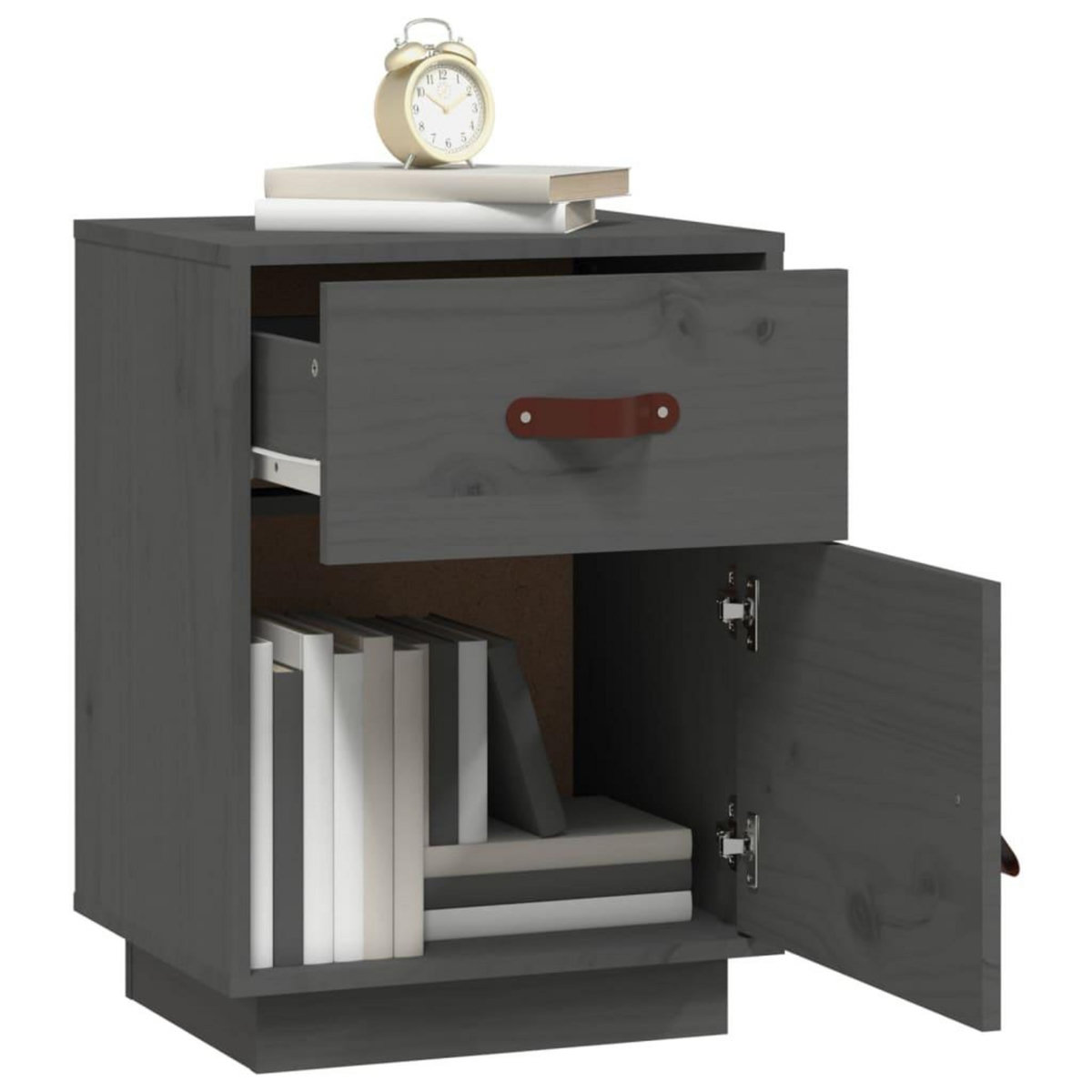 VIDAXL Tables de chevet 2 pcs Gris 40x34x55 cm Bois de pin massif