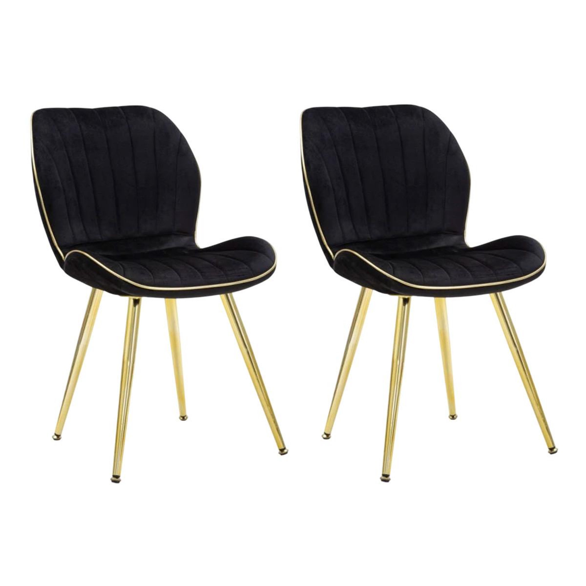 Paris Prix Lot de 2 chaises en tissu  paris  77cm noir & or