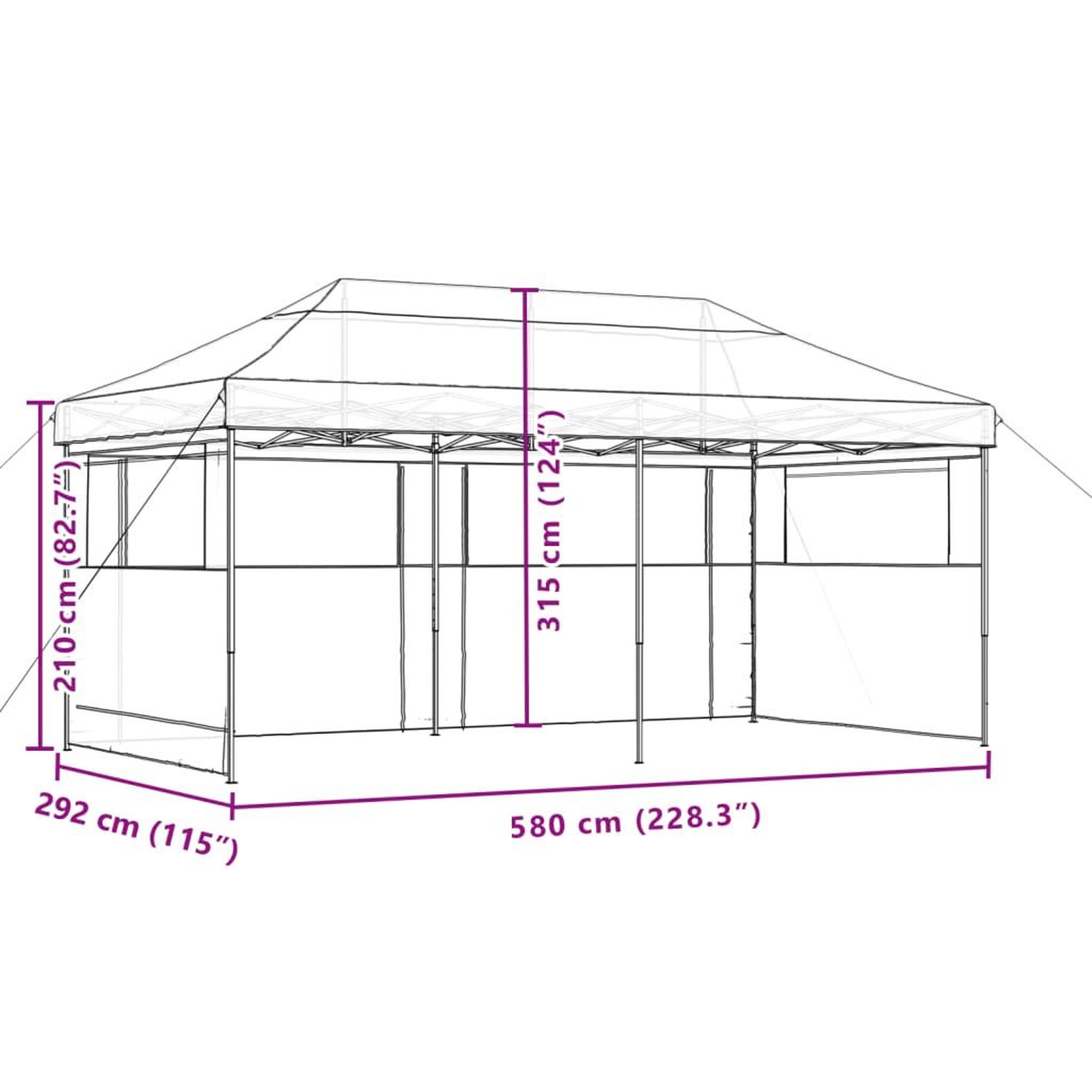 Voir la diapositive 6 : VIDAXL Tente de reception pliable escamotable avec 3 parois laterales