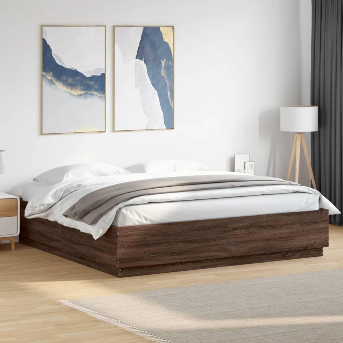 VIDAXL Cadre de lit sans matelas chene marron 200x200 cm