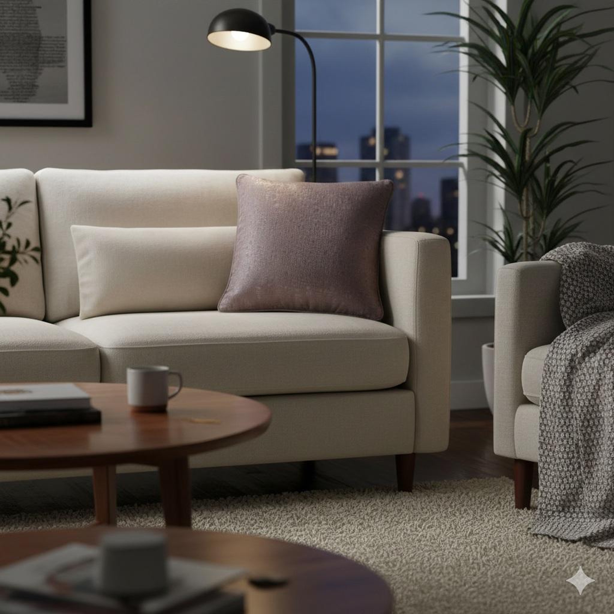 Voir la diapositive 2 : Eden Coussin passepoil adamo taupe 60 x 60 cm