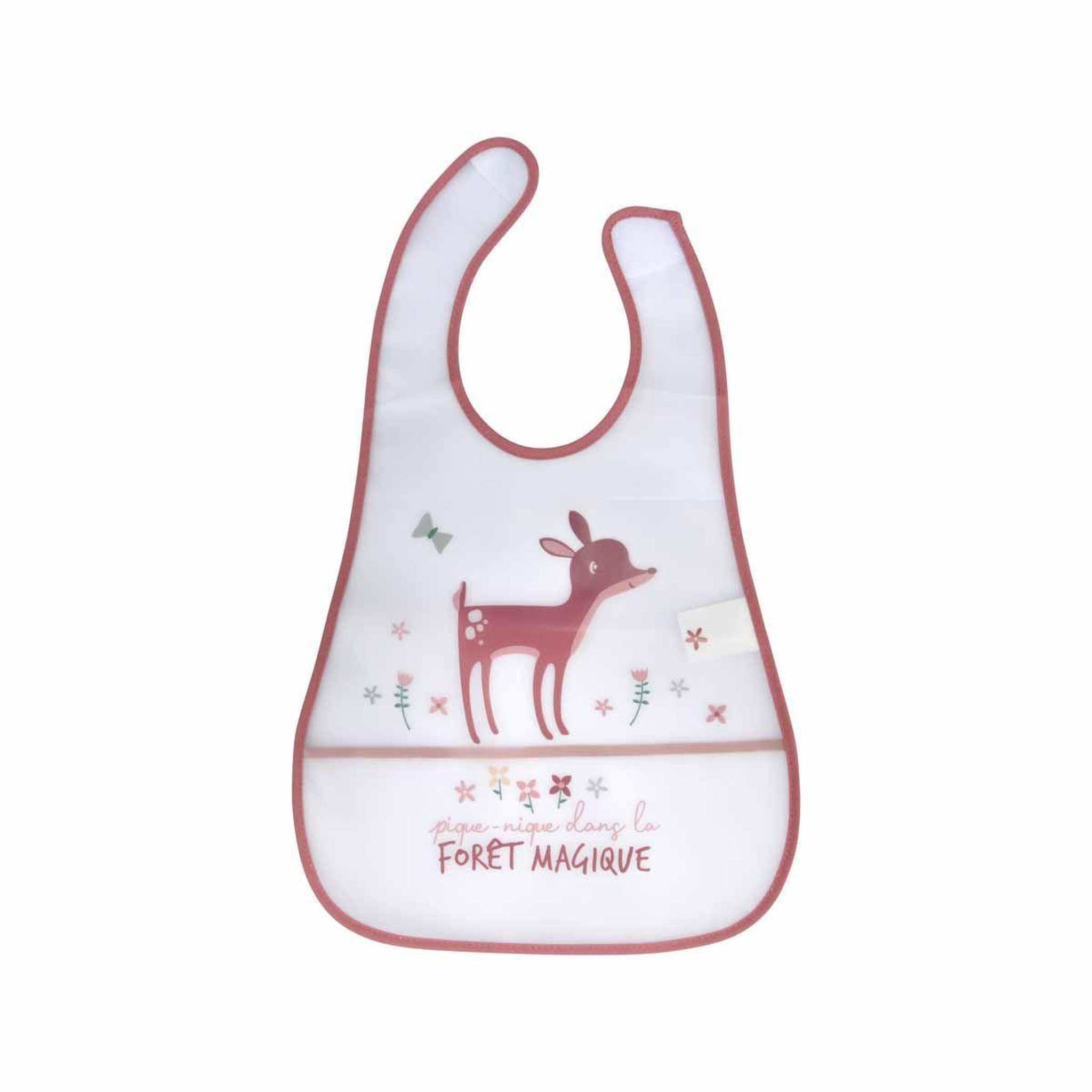 BEBE DOUCEUR Bavoir scratch bébé faon  forêt magique  45cm blanc