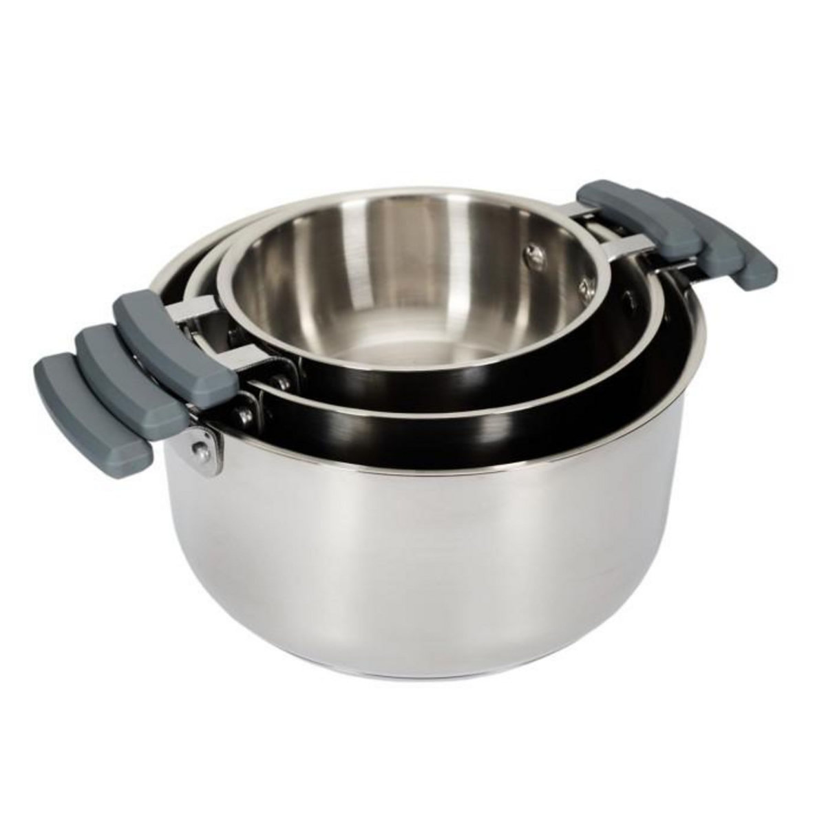 Paris Prix Lot de 3 Faitouts en Inox  Empilable  25cm Argent