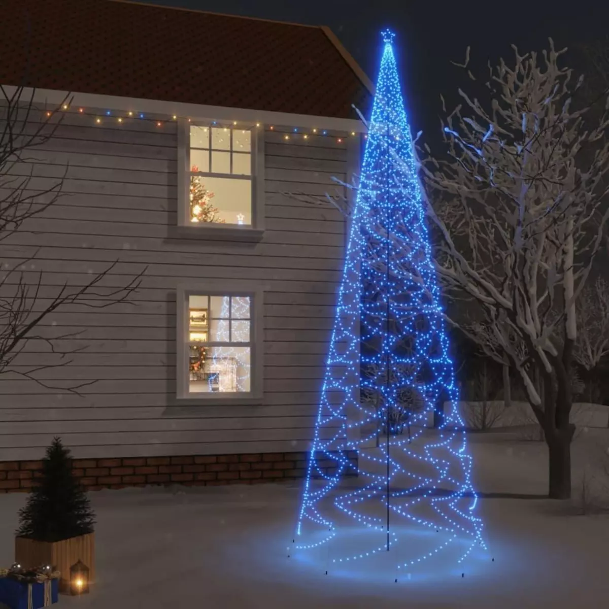 VIDAXL Sapin de Noël avec piquet 3000 LED Bleues 800 cm