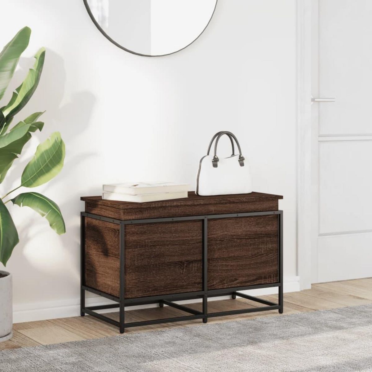 VIDAXL Boîte de rangement avec couvercle chene marron bois ingenierie