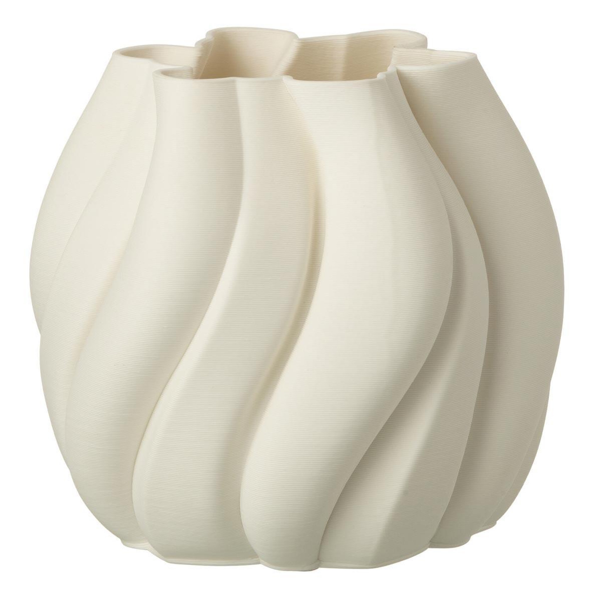 J-LINE Vase déco en porcelaine  impression 3d  22cm blanc