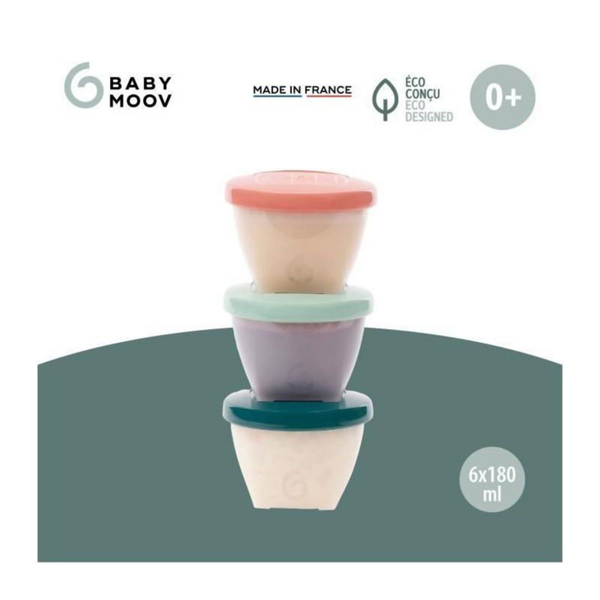 BABYMOOV Babymoov Pots de conservation Babybols Biosourcés - Lot de 6x180ml