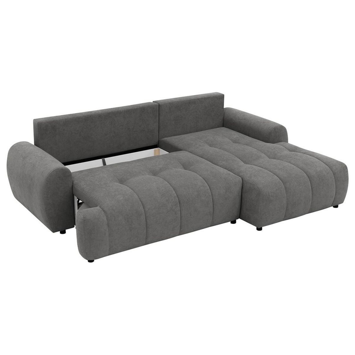 BEST MOBILIER Luzzio - canapé d'angle droit 4 places convertible avec coffre en tissu texturé