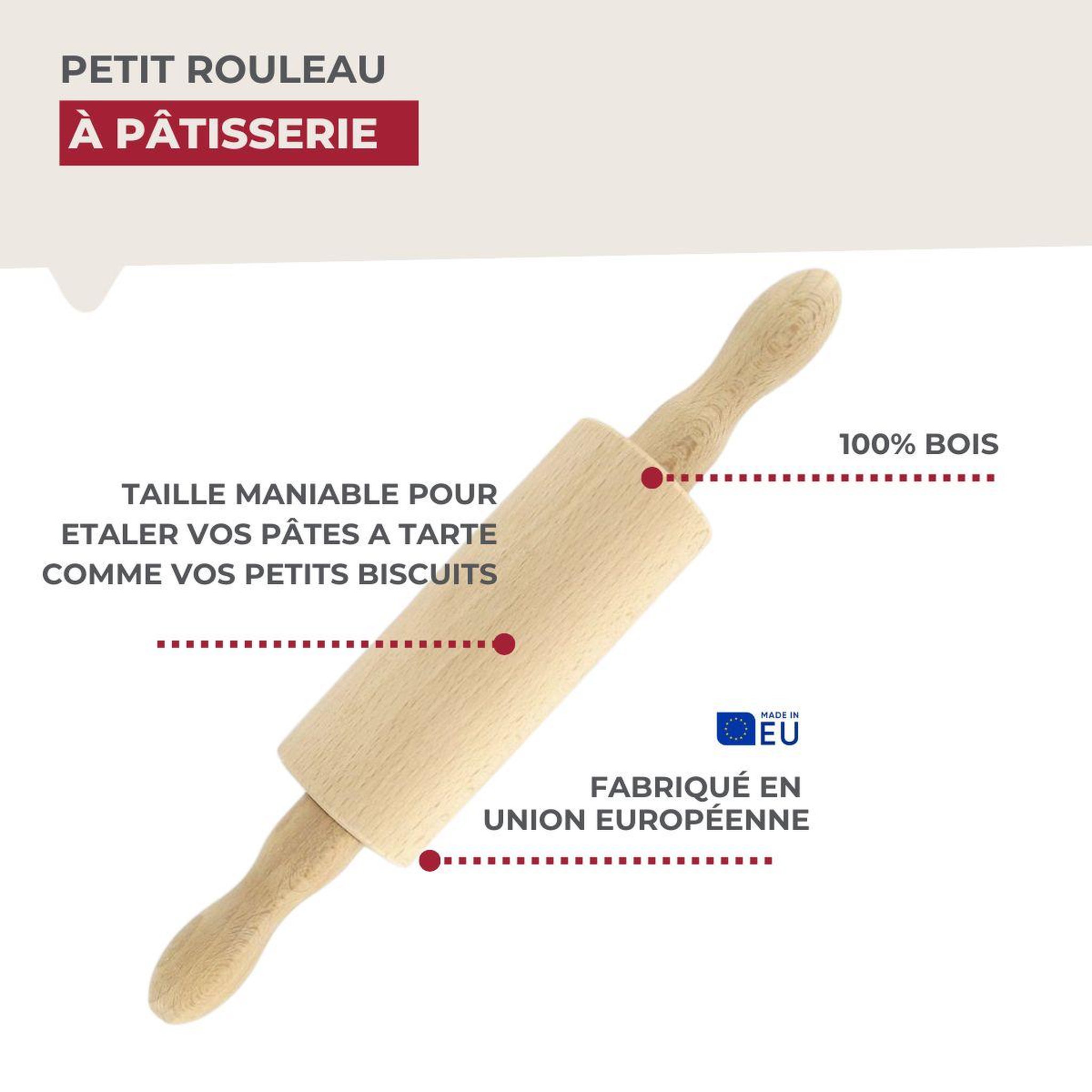 Voir la diapositive 4 : Fackelmann Petit rouleau à pâtisserie en bois 23,5 cm fackelmann wood edition