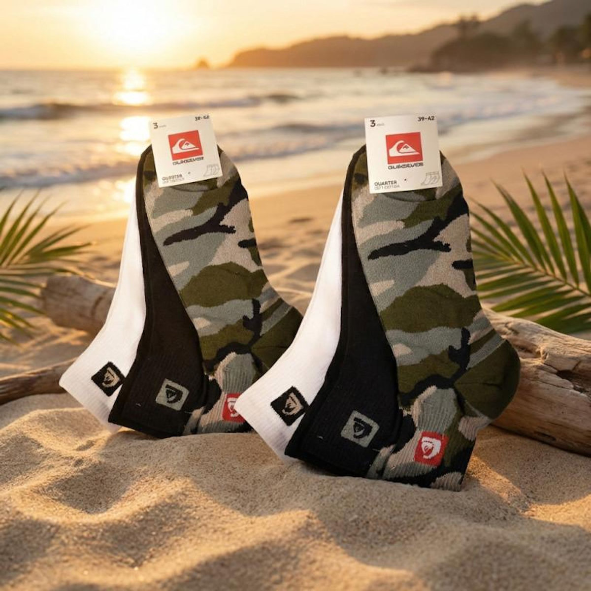 QUIKSILVER Quiksilver Pack de Chaussettes Homme QUARTER– Lot 6 Paires Sport