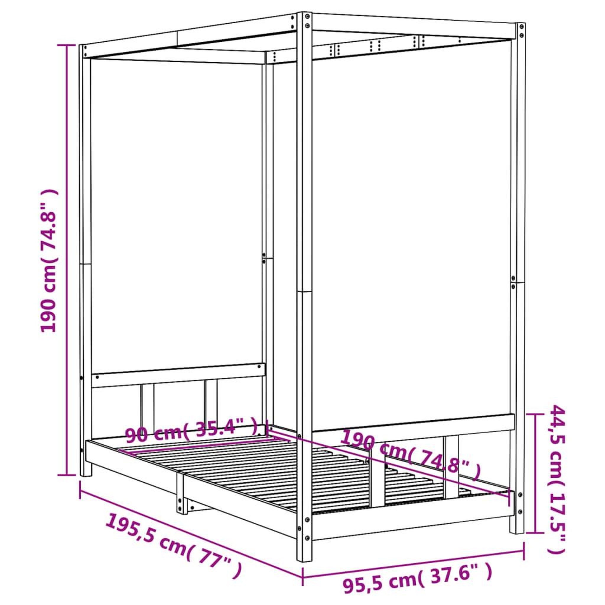 Voir la diapositive 6 : VIDAXL Cadre de lit pour enfant 90x190 cm Bois de pin massif