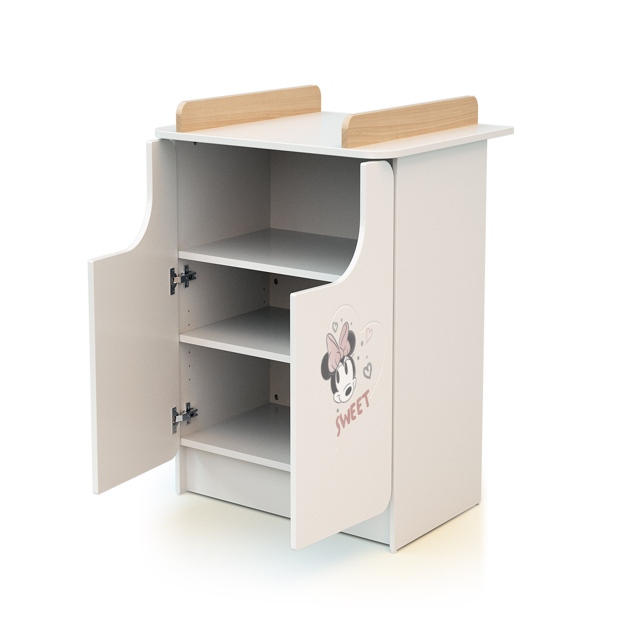 Voir la diapositive 6 : AT4 Ensemble lit bébé 60x120 cm et commode à langer 2 portes MICKEY ET MINNIE DISNEY Blanc et Hêtre