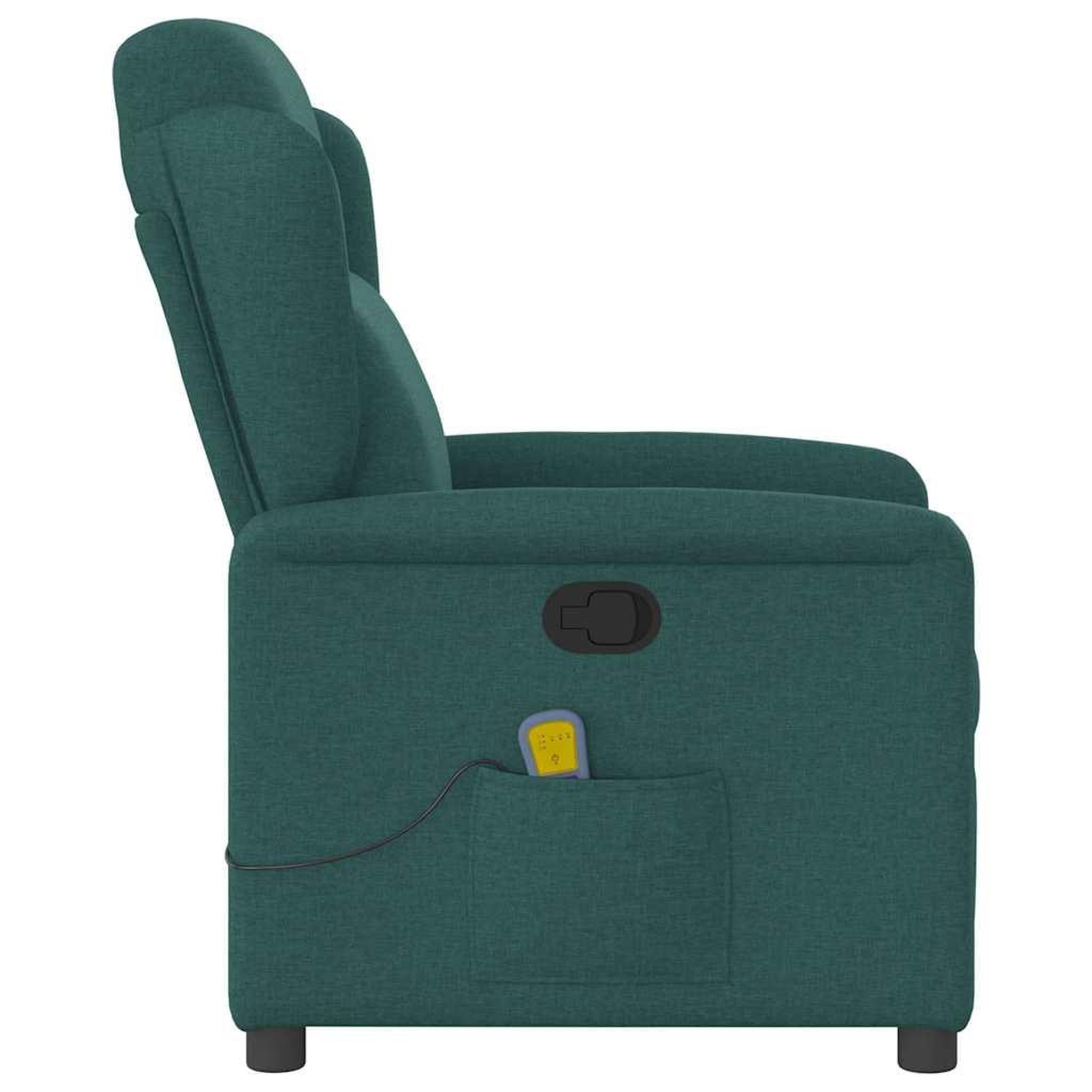 Voir la diapositive 4 : VIDAXL Fauteuil de massage inclinable Vert fonce Tissu