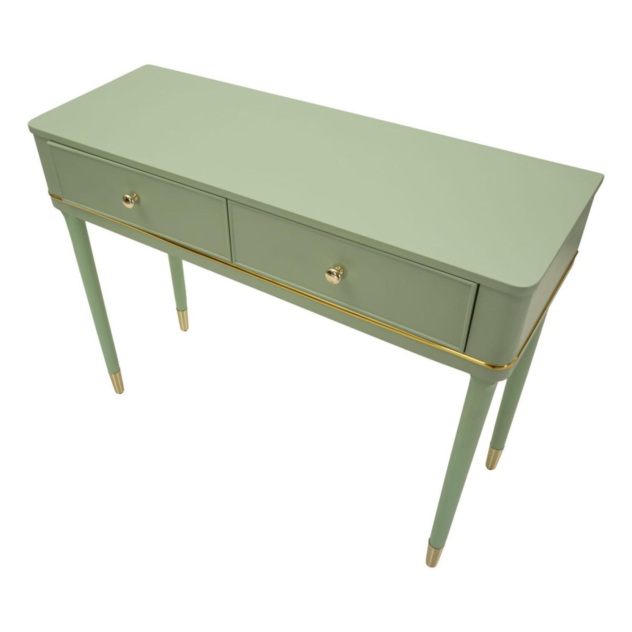 Voir la diapositive 4 : Paris Prix Console 2 tiroirs  camille  101cm vert & or