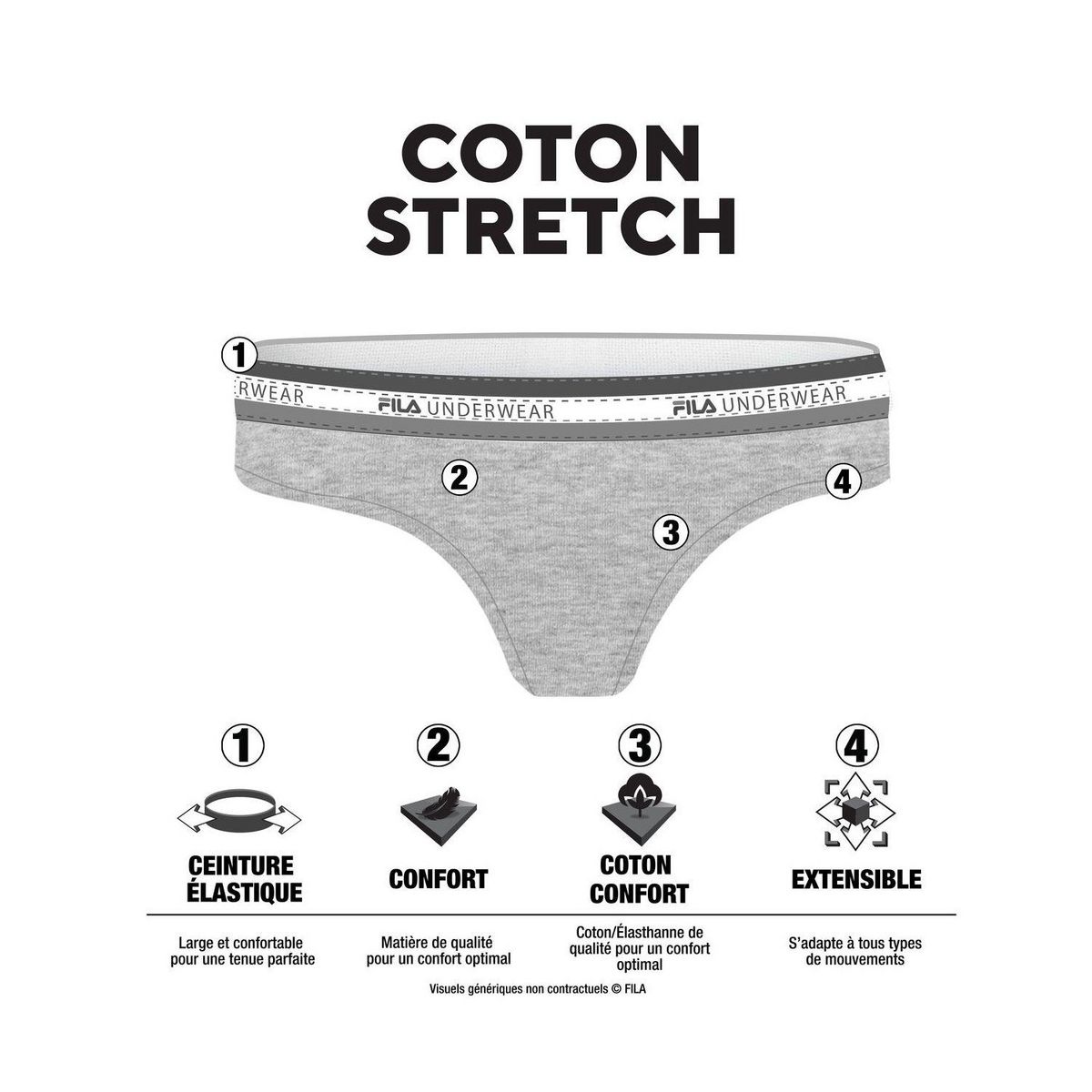 FILA Lot de 3 strings femme uni