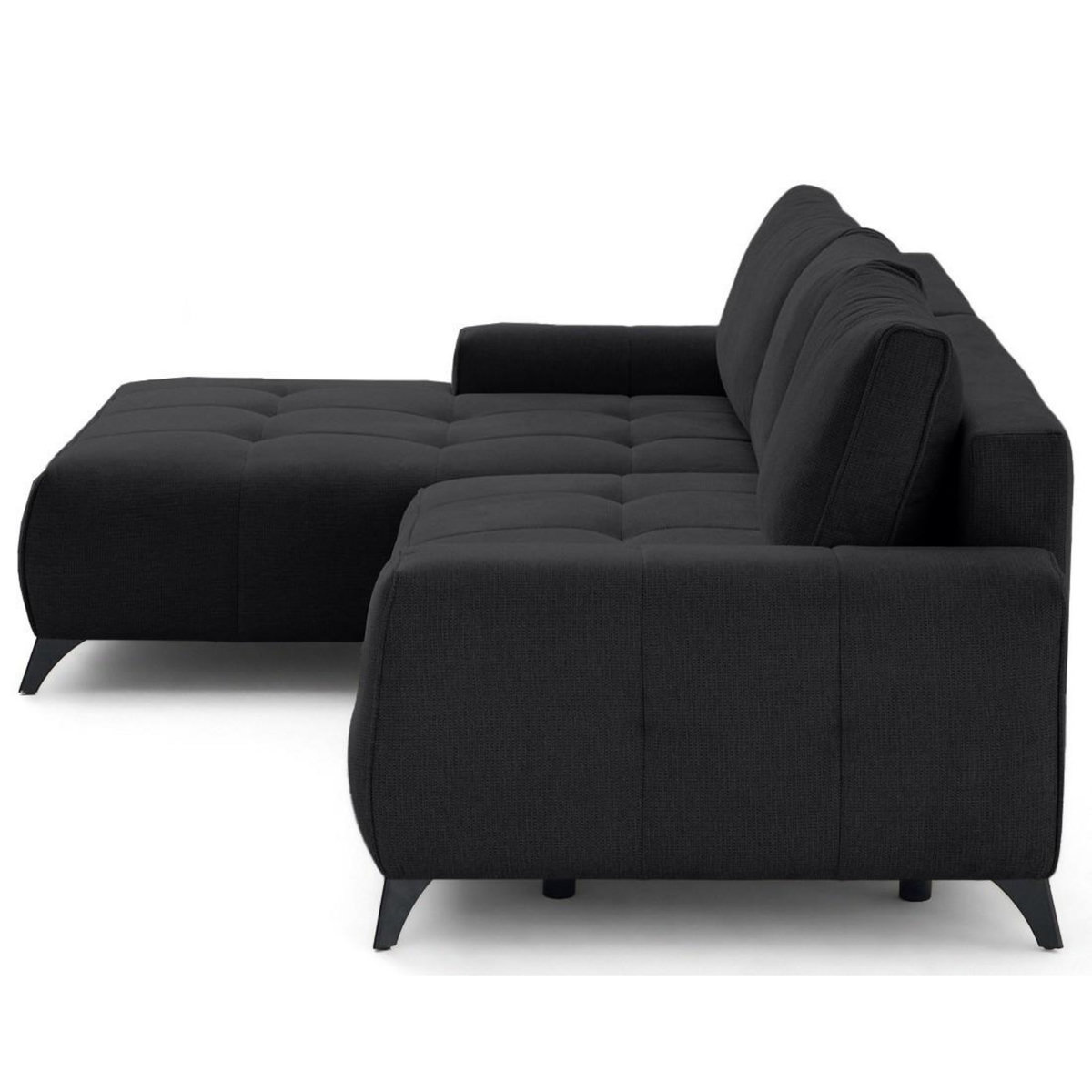 BEST MOBILIER Rimini - canapé d'angle gauche 4 places convertible avec coffre en tissu texturé