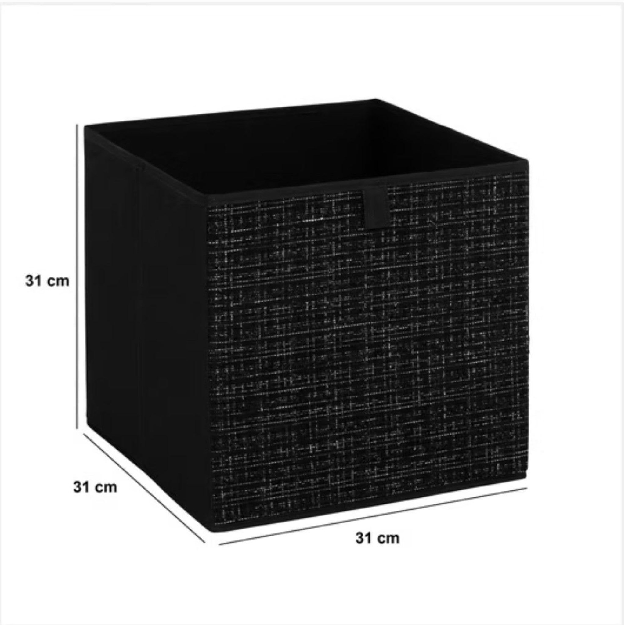 Voir la diapositive 4 : TOILINUX Lot de 2 boites de rangement tweed - l. 31 x l.31 x h. 31 cm - noir