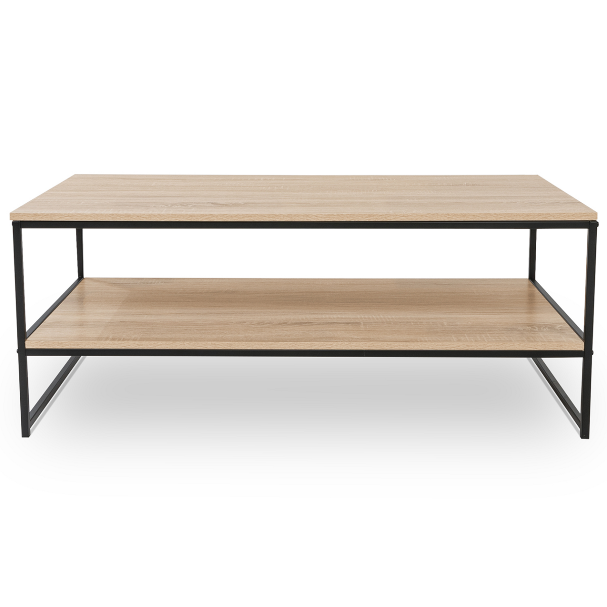 ID MARKET Table basse rectangulaire DETROIT double plateau 113 cm design industriel