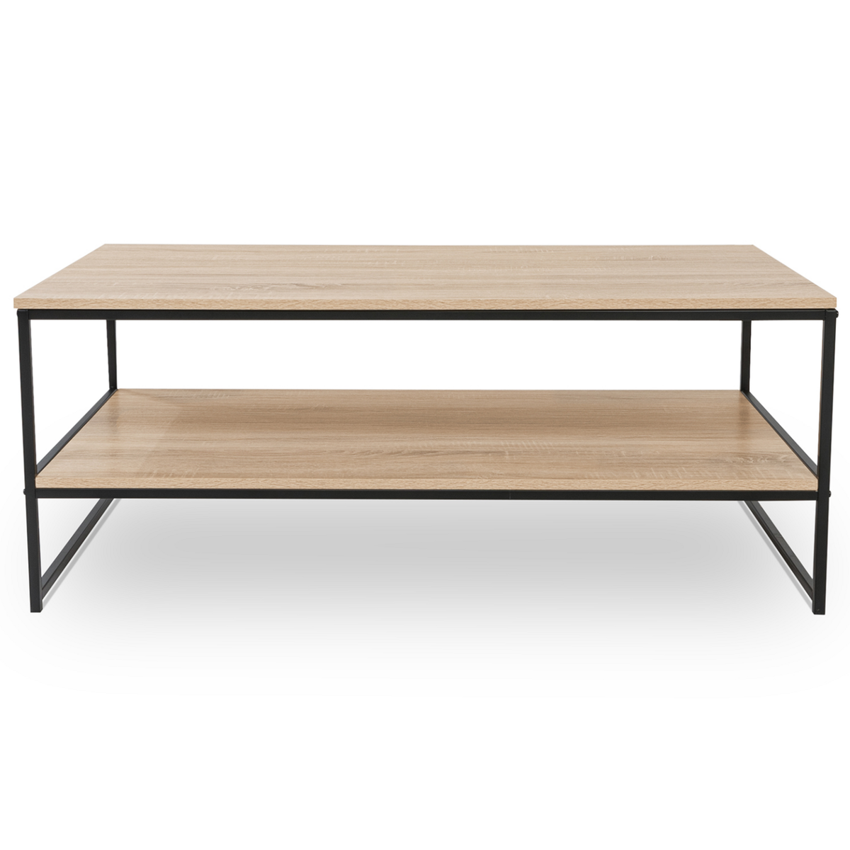 ID MARKET Table basse rectangulaire DETROIT double plateau 113 cm design industriel